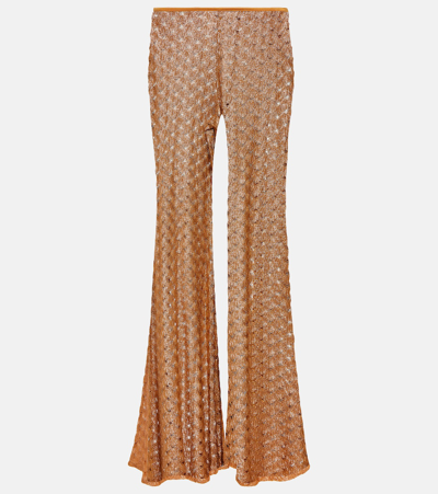 Missoni Low-rise Lamé Wide-leg Trousers In Brown