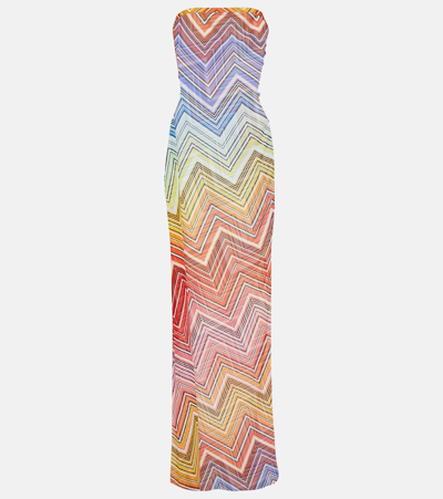 Missoni Zig Zag Strapless Beach Dress In Multicoloured