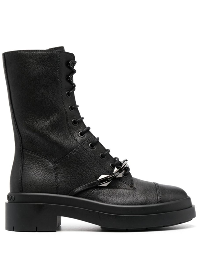 Jimmy Choo Nari Leather Boots In Schwarz/anthrazit
