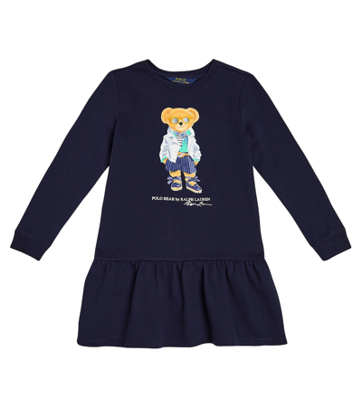 Polo Ralph Lauren Kids' Polo Bear Cotton Fleece Dress In Blue