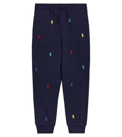 Polo Ralph Lauren Kids' Embroidered Cotton-blend Sweatpants In Blue