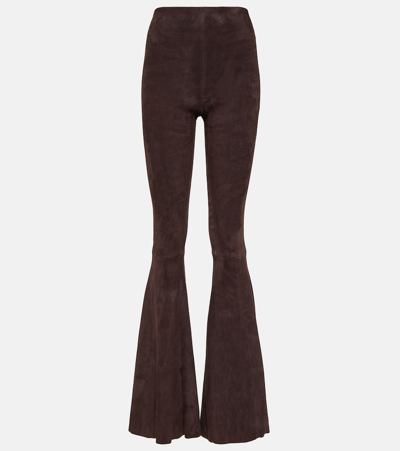 Stouls Cherilyn High-rise Suede Flared Trousers In Brown