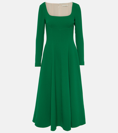 Emilia Wickstead Square-neck Pleated Crepe Midi Dress In Green