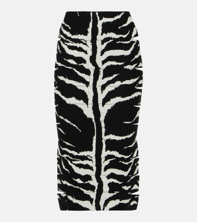 Alaïa Zebra-printed High-rise Midi Skirt In Blanc Noir