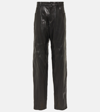 Mugler Black Spiral Leather Pants In Black