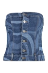 Pucci Marmo Printed Denim Strapless Top In Denim