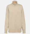 The Row Stepny Oversized Wool And Cashmere-blend Turtleneck Sweater In Beige