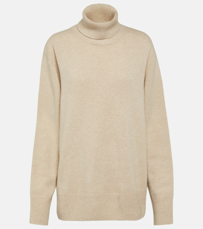 The Row Stepny Oversized Wool And Cashmere-blend Turtleneck Sweater In Neutral
