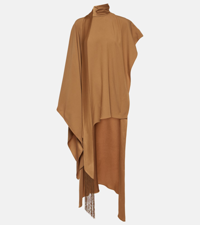 Taller Marmo California Caped Crêpe Kaftan In Brown