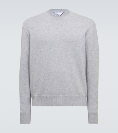 Bottega Veneta Intrecciato Leather And Cashmere Sweater In Grey