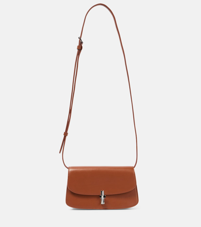 The Row Sofia Leather Crossbody Bag In Brown
