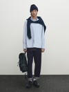Massimo Dutti Gestreiftes Popelinhemd Aus Baumwolle Im Regular-fit In Himmelblau