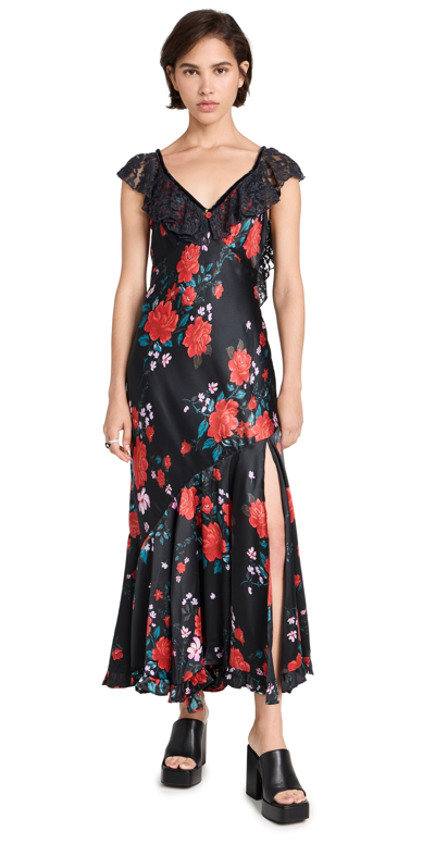 Free People Warm Hearts Midi Dress In Black Combo