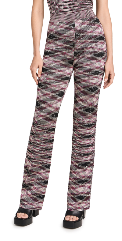 Missoni Patterned Intarsia-knit Flared Trousers In Black