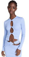 Christopher Esber Open Twist Long Sleeve Top Cornflower 12 In Cornflower