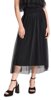 Autumn Cashmere Gathered Skirt With Tulle In Black In Black