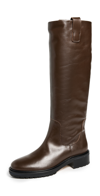 Aeyde Solid Color Leather Knee Boots In Moka