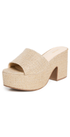 Larroude Women's Miso Metallic Raffia High Heel Platform Sandals In Gold