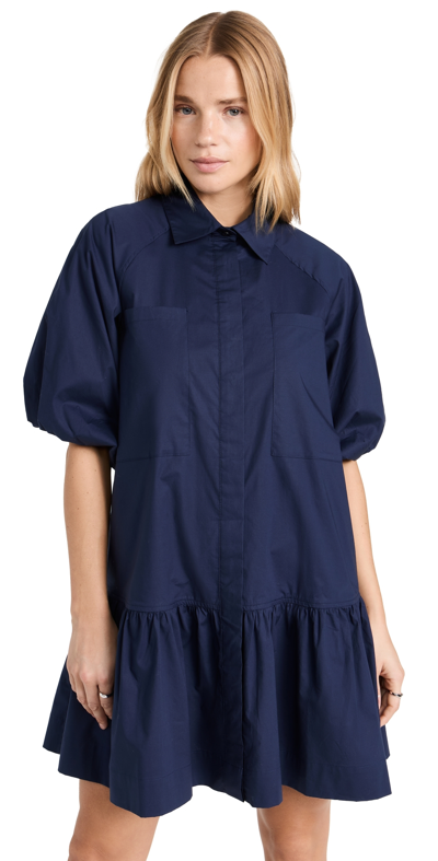 SIMKHAI CRISSY COTTON POPLIN DRESS MIDNIGHT