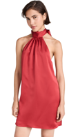 Ramy Brook Sam Halter A-line Satin Minidress In Soiree Red