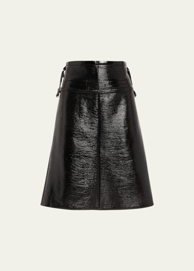 Courrèges One Strap Vinyl Skirt In Black