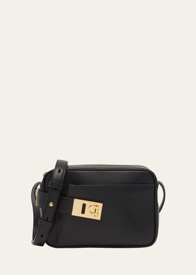 Ferragamo Archive Gancini Zip Crossbody Bag In Nero