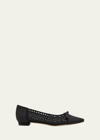 Manolo Blahnik Tiakala Black Mesh Ballet Flats In Blck0015/ywov976g