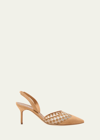 MANOLO BLAHNIK MINGOSLI CHECK SUEDE SLINGBACK PUMPS