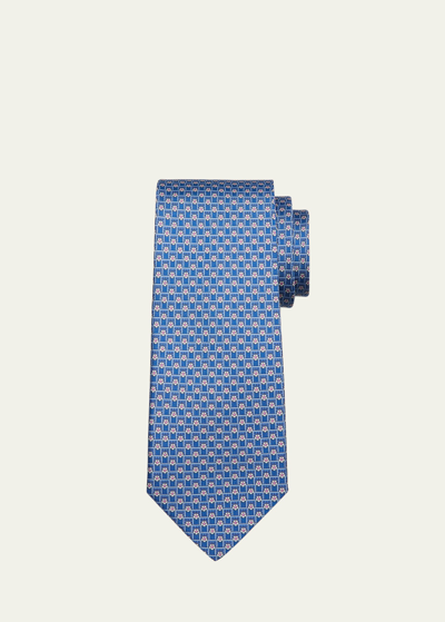 Ferragamo Men's Soccer-print Silk Tie In Fbluette