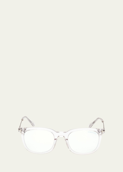 Tom Ford Blue Filtering Acetate Round Glasses In Whto