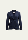 CINQ À SEPT TABITHA FRILL-CUFF CREPE JACKET WITH CARGO POCKETS