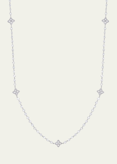 64 Facets 18k White Gold Necklace With Blossom Diamond Stations, 32"l In Metallic