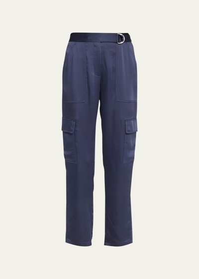 SIMKHAI CAROLINA SATIN STRAIGHT-LEG UTILITY PANTS