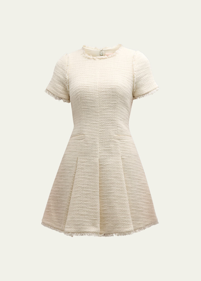 CINQ À SEPT NOVA COTTON BOUCLE PLEATED MINI DRESS