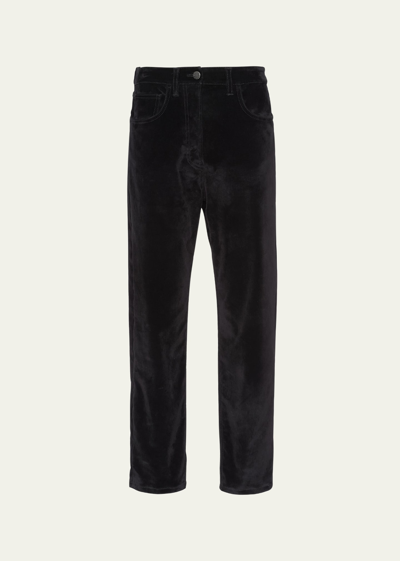 Prada Five-pocket Velvet Denim Jeans In F0557 Nero