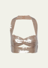 Prada Sequined Tulle Cropped Top In F0164 Perla
