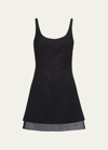 Prada Enamel Triangle-logo Wool Dress In F0002 Nero