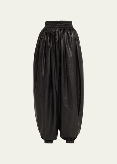 Marc Jacobs Runway High-waist Gathered Leather Pants In Black