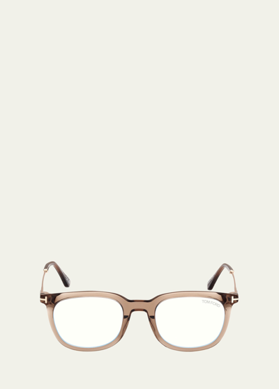 Tom Ford Blue Filtering Acetate Square Glasses In Lbrno