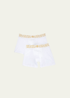 Versace Two-pack Greca Border Long Boxer Trunks In White Pattern