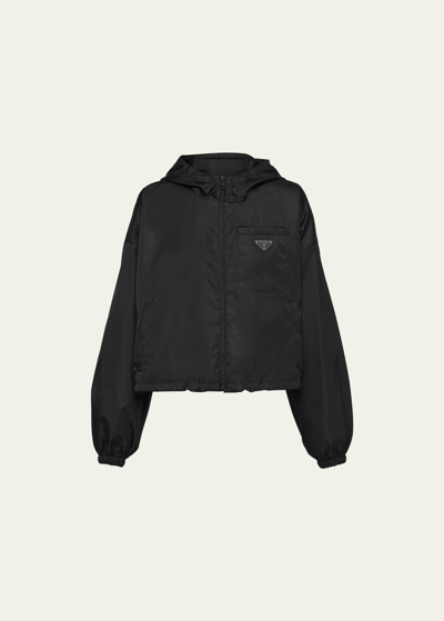 Prada Re-nylon Hooded Jacket In Schwarz