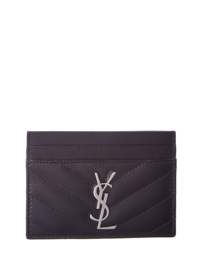Saint Laurent Monogram Matelasse Leather Card Case In Black