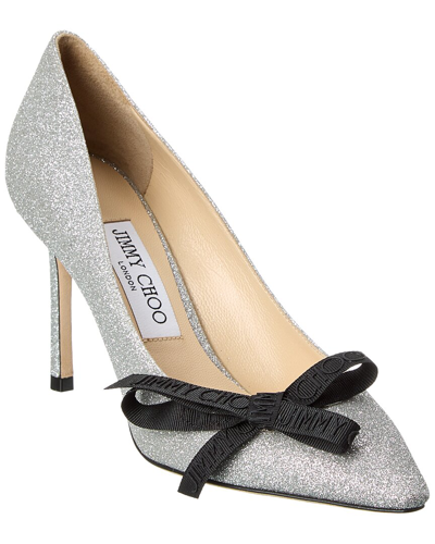 Jimmy Choo Romy 85 Glitter Pump In Silver