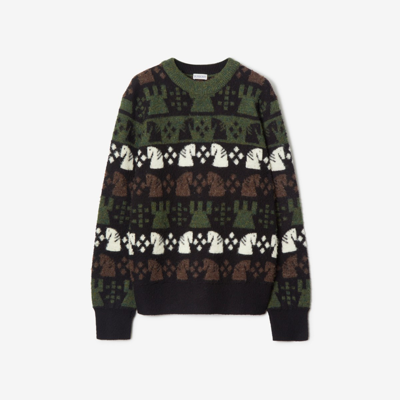 Burberry Chess Wool Blend Sweater In Multicolor