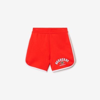Burberry Kids' College Cotton Shorts In Red