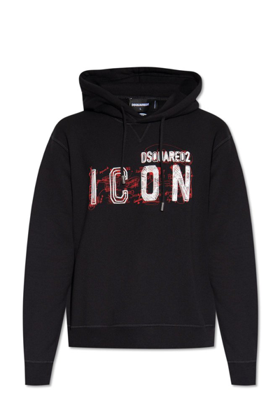 DSQUARED2 DSQUARED2 ICON PRINTED DRAWSTRING HOODIE