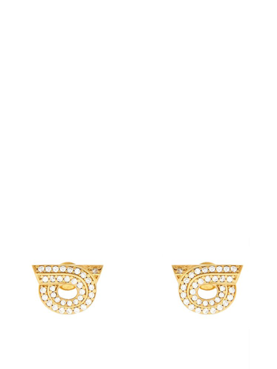 Ferragamo Salvatore  Gancini Embellished Earrings In Gold