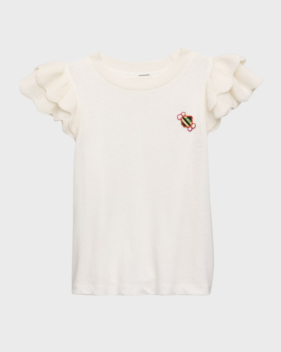 Zimmermann Kids' Little Girl's & Girl's Junie Frill-sleeve T-shirt In Ivory