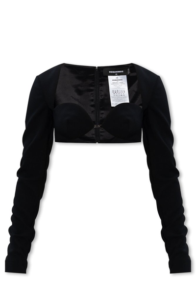 Dsquared2 Long-sleeved Cropped Top In Black
