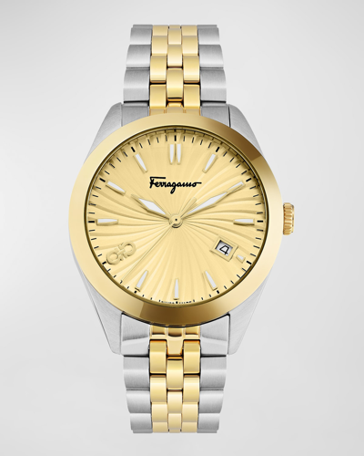Ferragamo Women's Swiss Classic Two-tone Stainless Steel Bracelet Watch 36mm In Two Tone Ip Yellow Gold,stainless Steel